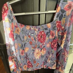Anthropologie Rouen Floral Smocked Blouse